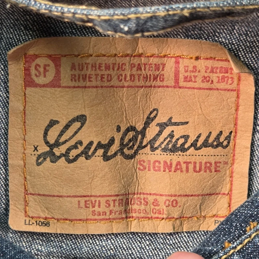 Levis Jean Jacket Womens S Vintage Y2K Blue Denim Moto Grunge 90s Heritage - Picture 3 of 11